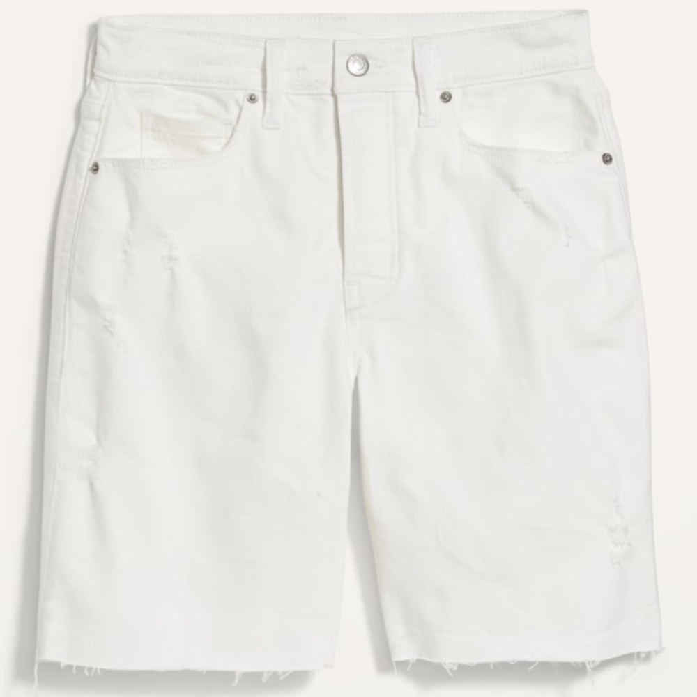 𝅺OLD Navy High Rise Shorts White Tattered Jeans Shorts